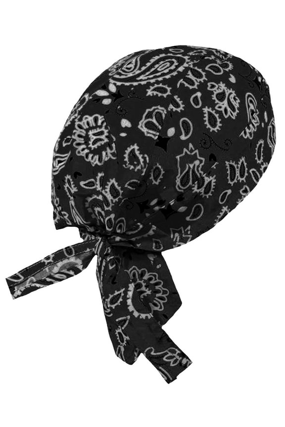 Paisley Doo Rag Du Rag Do Cotton Bandana Headwrap PICK COLOR Chemo Cap (Black Paisley Reg)