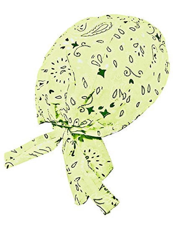 Paisley Doo Rag Du Rag Do Cotton Bandana Headwrap PICK COLOR Chemo Cap (Light Lemon Yellow Paisley II)
