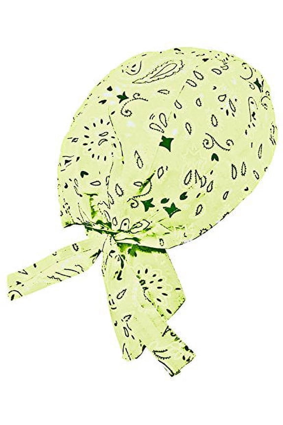 Paisley Doo Rag Du Rag Do Cotton Bandana Headwrap PICK COLOR Chemo Cap (Light Lemon Yellow Paisley II)