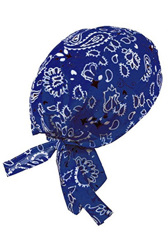 Paisley Doo Rag Du Rag Do Cotton Bandana Headwrap PICK COLOR Chemo Cap (Royal Blue Paisley II)