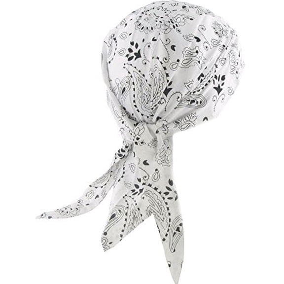 Paisley Doo Rag Du Rag Do Cotton Bandana Headwrap PICK COLOR Chemo Cap (White Paisley II)