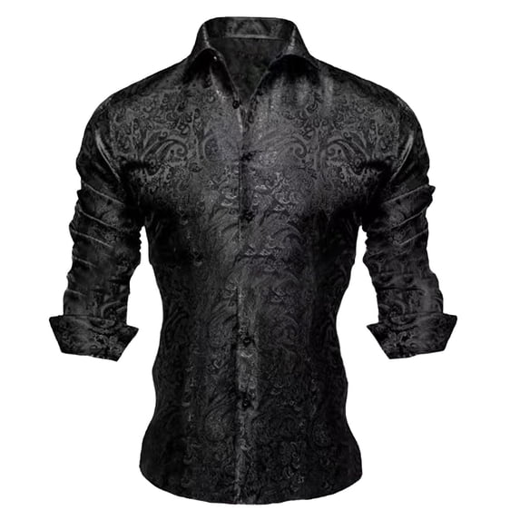 Paisley Dress Shirts Mens Long Sleeve Button Down Shirts Breathable Wedding Party Tops