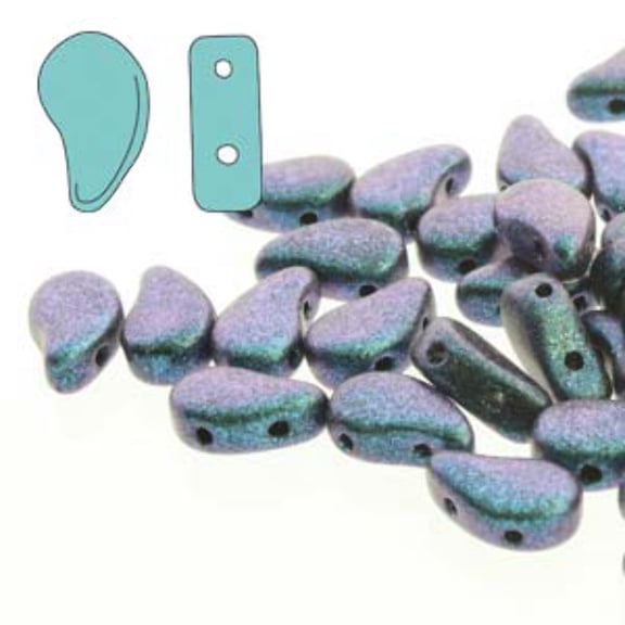 Paisley Duo 8x5mm Polychrome Dark Capri Blue Beads PD8523980-94109-TB