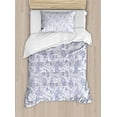 thumbnail image 1 of Paisley Duvet Cover Set, Abstract Backgrounded Hand Drawn Style Pattern with Flowers Leaves and Buds, Decorative 2 Piece Bedding Set with 1 Pillow Shams, Twin Size, Black and White, by Ambesonne, 1 of 3