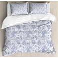 thumbnail image 1 of Paisley Duvet Cover Set, Abstract Backgrounded Hand Drawn Style Pattern with Flowers Leaves and Buds, Decorative 3 Piece Bedding Set with 2 Pillow Shams, Queen Size, Black and White, by Ambesonne, 1 of 3