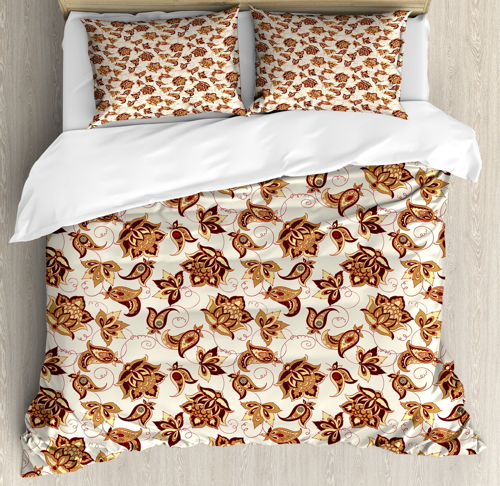 Yellow Paisley Pattern Print Duvet Cover Bedding Set