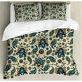 thumbnail image 1 of Paisley Duvet Cover Set, Colorful Vintage Floral Teardrop Oriental Paisley Retro Design, Decorative 3 Piece Bedding Set with 2 Pillow Shams, King Size, Yellow Blue Cream, by Ambesonne, 1 of 3