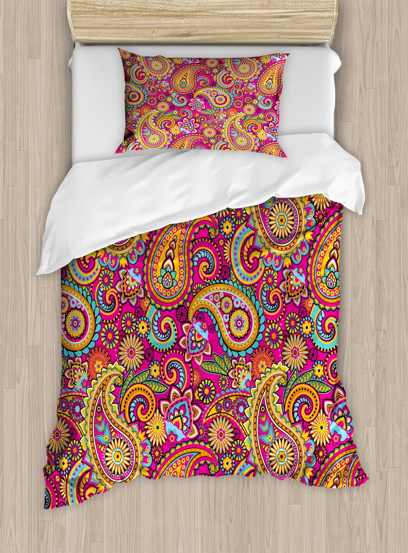 Twin Multicolor Paisley Pattern Duvet Cover Set