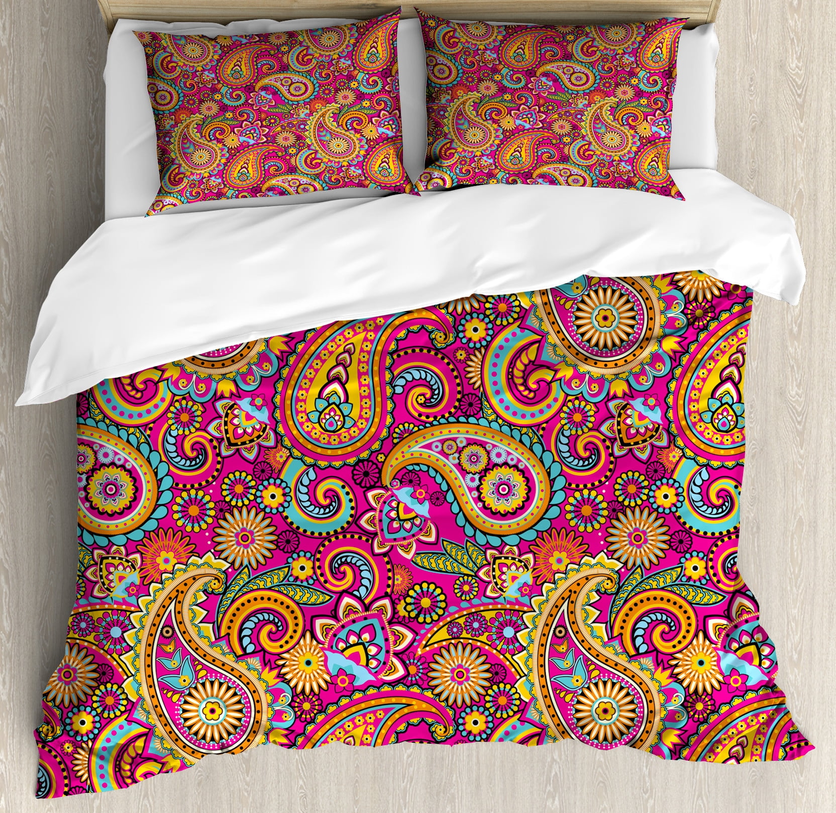King Multicolor Paisley Microfiber Duvet Cover Set