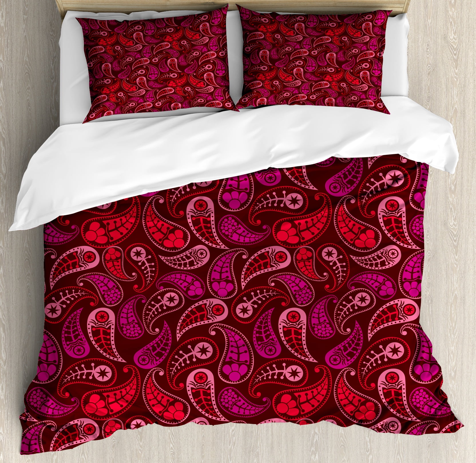 Paisley Duvet Cover Sets, Rhythmic Drop Shaped Motifs on Dark Tone