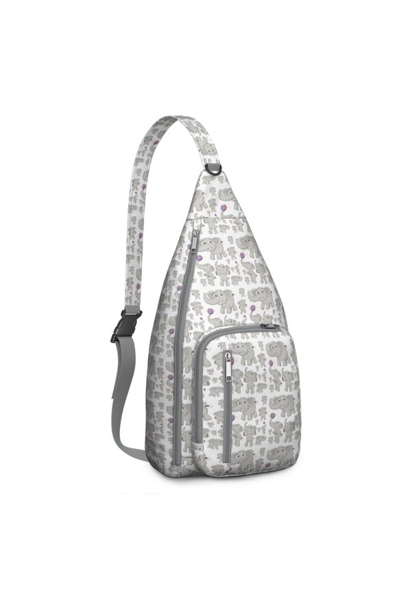 Elephant Sling Backpack - Bohemian Tribal Design Shoulder Bag, Anti-Theft Compact Pack for Daily Commute & Travel