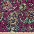 thumbnail image 1 of Ambesonne Paisley Fabric by the Yard Upholstery, Floral Traditional Motifs, 1 Yard, Raspberry and Multicolor, 1 of 5