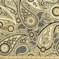 thumbnail image 1 of Ambesonne Paisley Fabric by the Yard Upholstery, Flowers Stripes, 1 Yard, Brown Black and White, 1 of 5