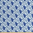 thumbnail image 1 of Ambesonne Paisley Fabric by the Yard Upholstery, Flowers Ivy Leaves and Dots, 2 Yards, Blue and White, 1 of 4