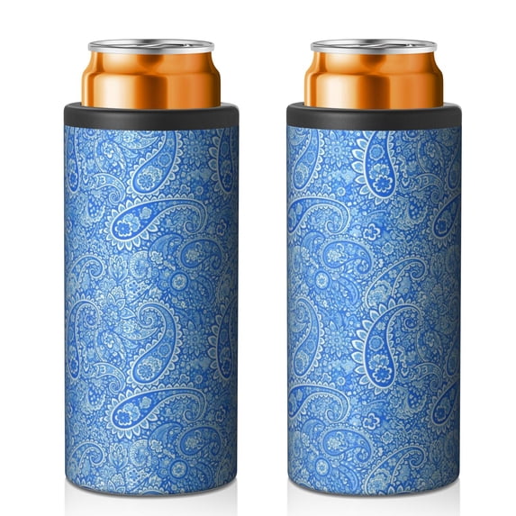 Paisley and Floral Blue Pattern 12oz Can Cooler 1 Pack, Vacuum ...