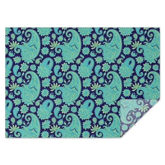 Paisley and Floral Blue Pattern Waterproof Tablecloth, Rectangular ...
