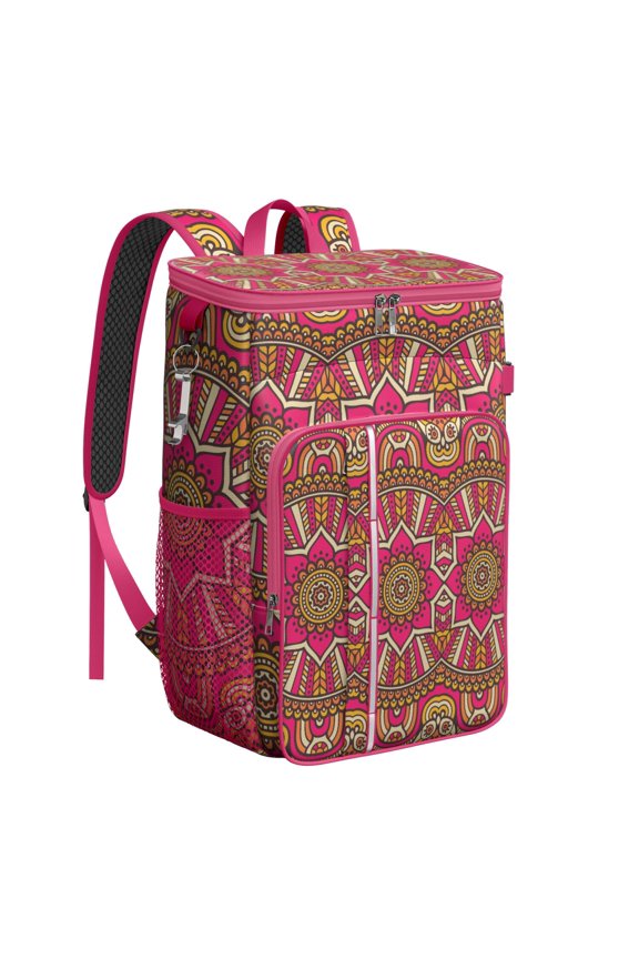 Paisley Floral Mandala Insulated Backpack Cooler - 20L High-Capacity Lunch Bag for Workers, Students & Travelers
