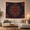 thumbnail image 1 of Paisley Floral Mandala on Navy Background, Dramatic Boho for Meditation Enthusiasts, Spiritual Wall Art, Housewarming Gift, Tapestry Wall Hanging for Meditation Room and Bedroom, 1 of 6