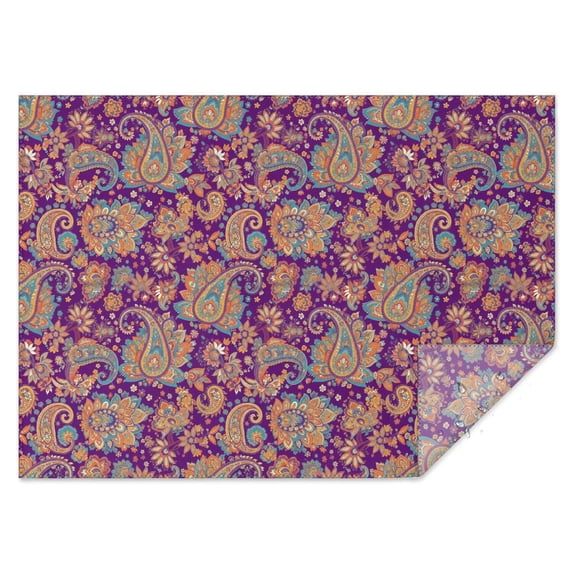 Paisley and Floral Purple Pattern Waterproof Tablecloth, Rectangular ...