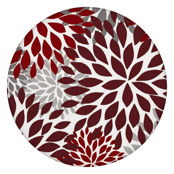 Paisley Floral Round Table Cover 44Inch, Bohemian Style Elastic Tablecloth for 38-42 Inch Tables, Stain Resistant