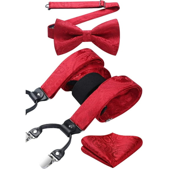 Paisley Floral Suspenders for Men Tuxedo Suspenders Mens Trouser Braces Y-Back with Strong Clips