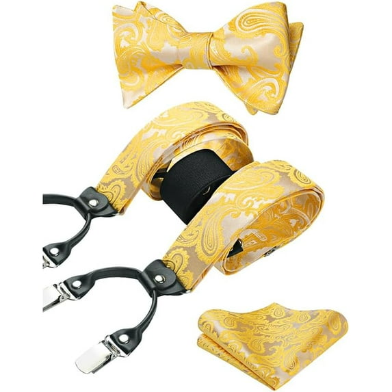 Paisley Floral Suspenders for Men Tuxedo Suspenders Mens Trouser Braces Y-Back with Strong Clips