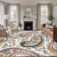 thumbnail image 1 of Paisley Flower Area Rugs 8'x10', Washable Small Throw Rugs for Living Room Patio, Spring Watercolor Floral Leaf Plant Indoor Outdoor Rug Non-Slip Low Pile Carpet Runner Reversible Floor Mats, 1 of 8