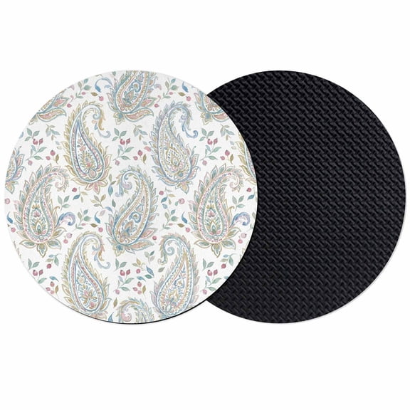 Paisley Flower Coasters Set of 2, Absorbent Coasters for Drinks, Spring Watercolor Modern Floral Leaf Plant Coaster for Desk Coffee Table Protection, Home Decor House Warming Gifts 4"