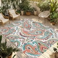 thumbnail image 1 of Paisley Flower Outdoor Rug for Patio/Deck/Porch, Non-Slip Large Area Rug 4 x 6 Ft, Spring Watercolor Floral Leaf Plant Orange Indoor Outdoor Rugs Washable Area Rugs, Camping Rug Carpet Runner, 1 of 8