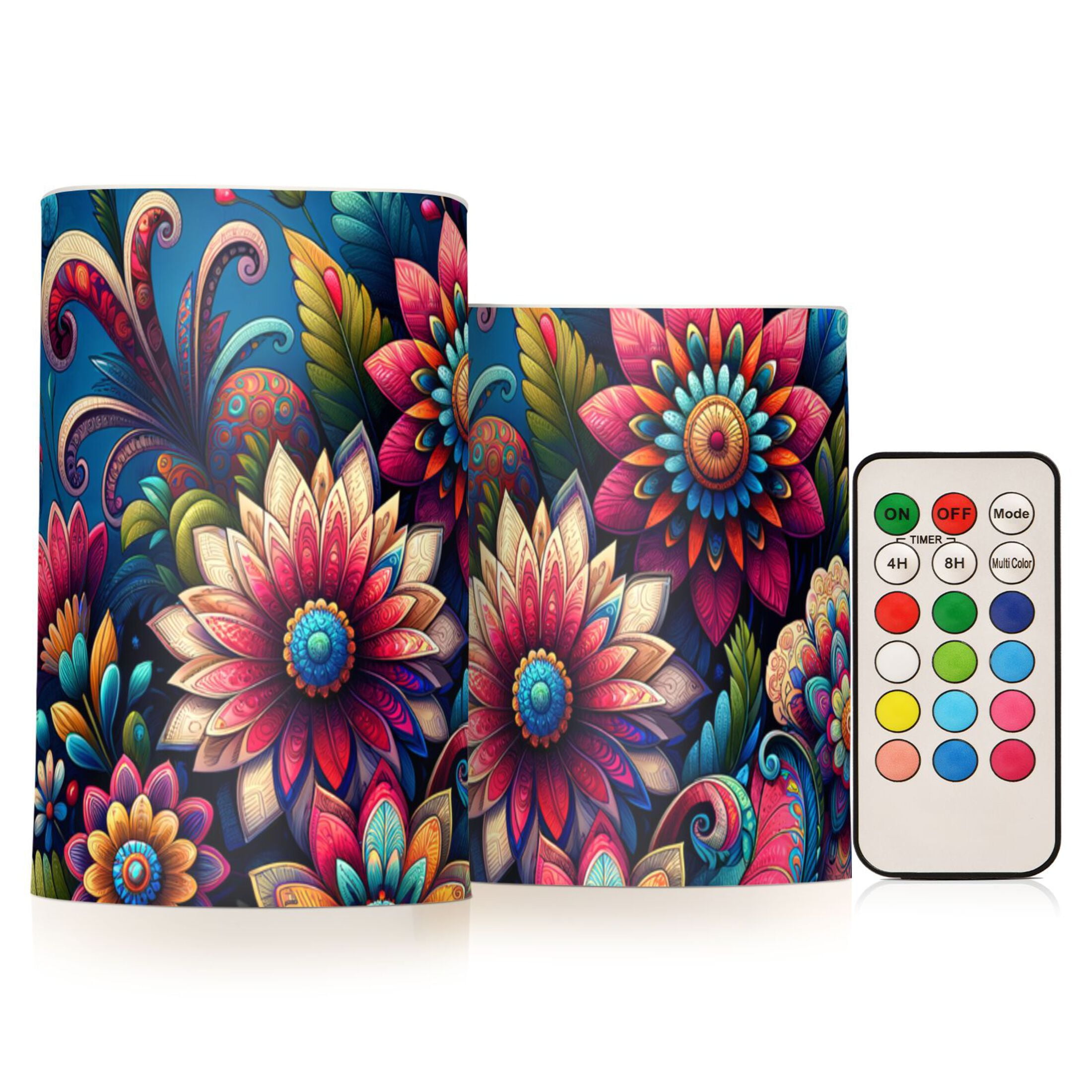 Paisley Flowers Flameless Candles&nbsp;LED Lights Battery Operated Candles with Remote and Timers Flicker Lights Votive Set of 2