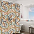 thumbnail image 1 of Paisley Flowers Indian Decor Shower Curtain Set,Floral Carpet Damask Ethnic Ethic Polyester Shower Curtain for Shower Stall Bathroom Waterproof with 12 Hooks 72x72 Inch, 1 of 6