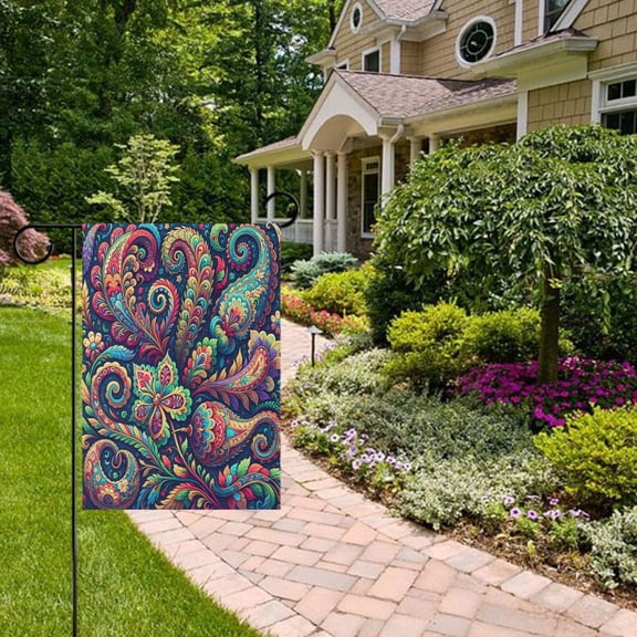 Paisley Flowers Leaves Garden Flag Double Sided 12 x 18 Inch Outside Yard Decoration Outdoor Flag