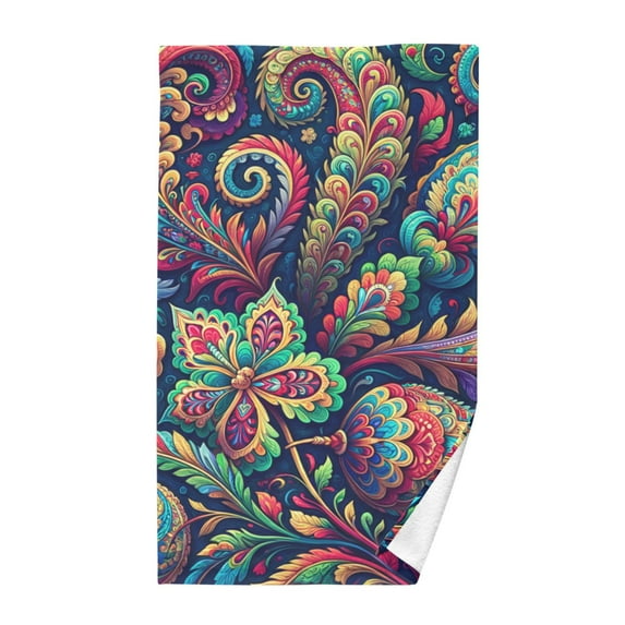 Paisley Flowers Leaves Hand Towel Cotton Bath Towel Large Face Towels Absorbent for Bathroom Home Hotel