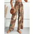 thumbnail image 1 of Paisley Flowy Flared Pants for Women Floral Print Pleated Elastic Waist Wide Leg Lounge Pants, 1 of 6