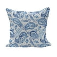 thumbnail image 1 of Paisley Fluffy Throw Pillow Cushion Cover, Hand Painting Look Ikat Style Vintage Eastern Floral Doodle in Watercolor Art, Decorative Square Accent Pillow Case, 40" x 40", White and Blue, by Ambesonne, 1 of 5