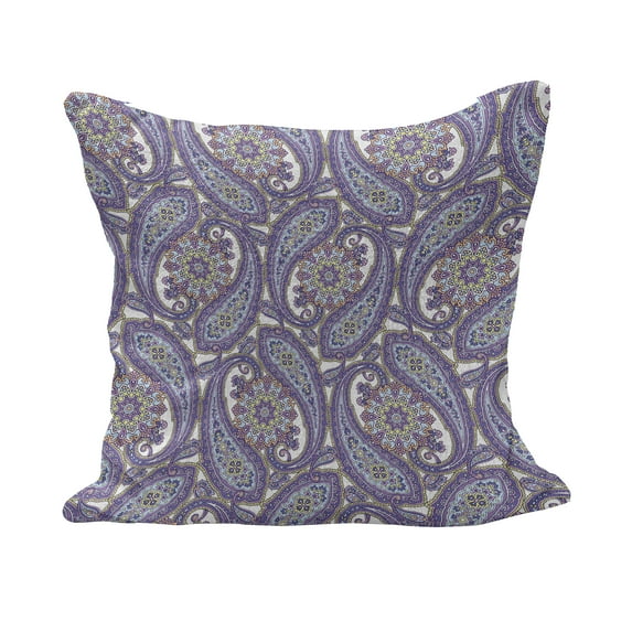 Paisley Fluffy Throw Pillow Cushion Cover, Tribal Floral Ornamental Patterned Design with Raindrop Like Shapes Art, Decorative Square Accent Pillow Case, 36" x 36", Blue and Purple, by Ambesonne