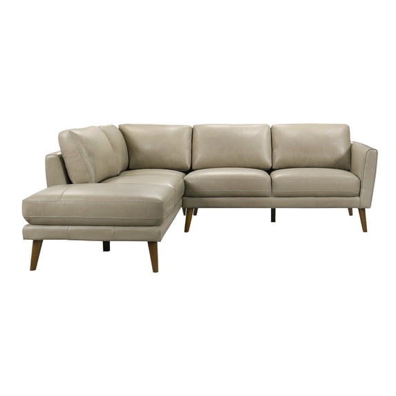 Paisley Genuine Leather L-Shaped Pillow Back Left-Facing Sectional in Cream