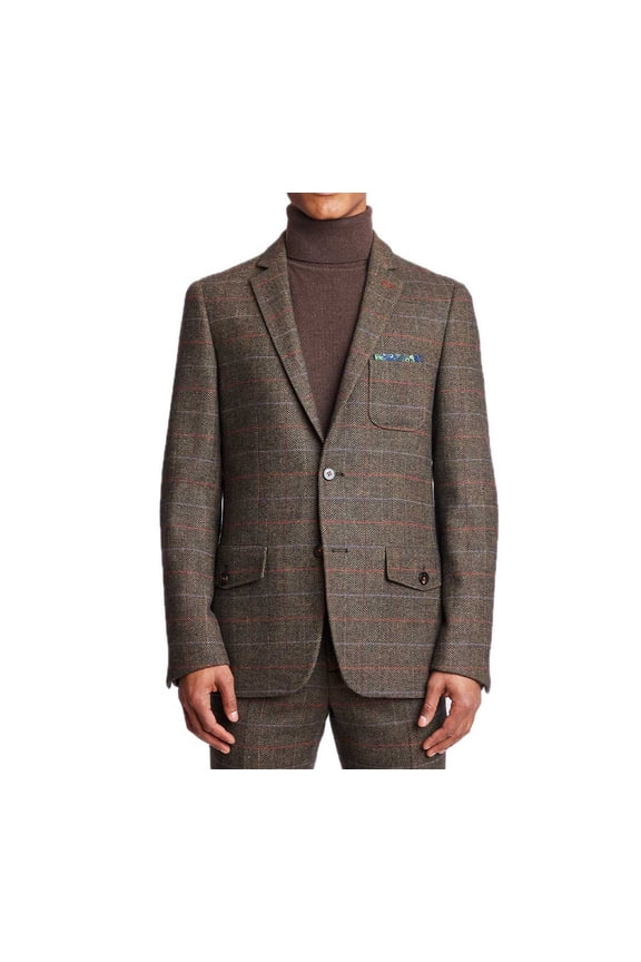 Mens Slim fit Tweed Sport Coat Blazer 44 R Hunter Green