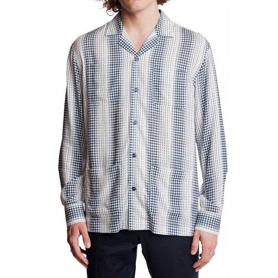 Paisley & Gray mens Camp Collar Linen-Blend Shirt, L/17