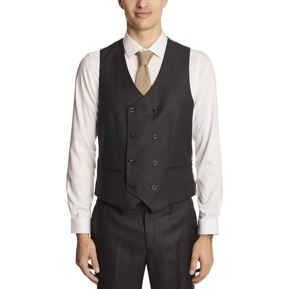 Paisley & Gray mens  Marylebone Slim Double-Breasted Vest, XL, Black