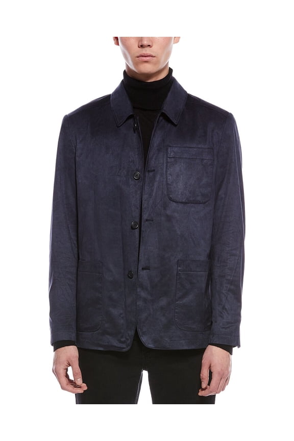 mens New City Button Jacket, l, Blue