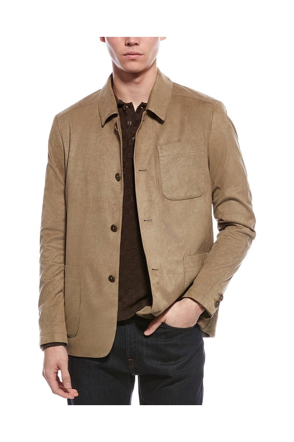 mens New City Button Jacket, l, Tan