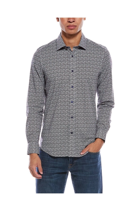 mens Samuel Geo Shirt, l, Blue