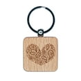 thumbnail image 1 of Paisley Heart Square Keychain Charm Tag - Engraved Wood, 1 of 6
