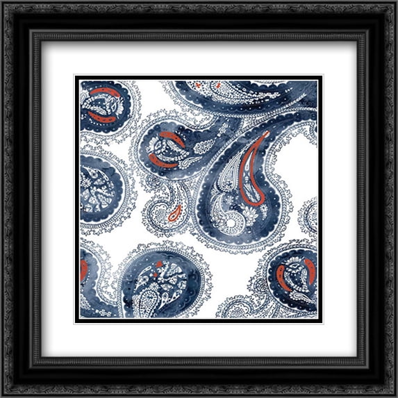 Paisley I 2x Matted 20x20 Black Ornate Framed Art Print by Robinson, Carol