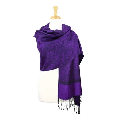 Paisley Pattern Pashmina Shawl Scarf - Two-Layered Woven Wrap Stole, 28x70 Inches With Tassels
