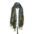 thumbnail image 1 of Paisley Jacquard Scarf Womens Fashion Shawl Long Soft Accent Wrap In Blue/Gold, 1 of 4