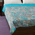 thumbnail image 1 of Paisley Kantha Quilt (tarquiose), 1 of 4