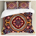 thumbnail image 1 of Paisley King Size Duvet Cover Set, Arabic Style Ornamental Rug Pattern Inspired Design with Flowers and Leaves, Decorative 3 Piece Bedding Set with 2 Pillow Shams, Multi Colored, by Ambesonne, 1 of 3