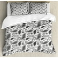 thumbnail image 1 of Paisley Duvet Cover Set, Minimalist Oriental Florets Leaves Dark Colors Iranian Culture Featured Image, Decorative 3 Piece Bedding Set with 2 Pillow Shams, King Size, Grey and White, by Ambesonne, 1 of 3